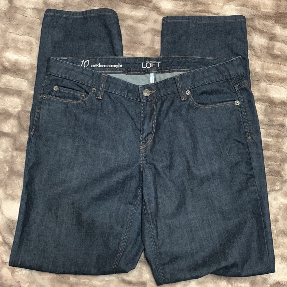 LOFT MODERN STRAIGHT DARK RINSE JEANS